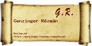 Genzinger Rézmán névjegykártya